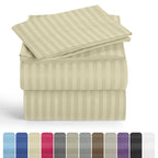 Luxury Striped Bed Sheet Set 3 or 4 Pcs – Hotel-Quality Deep Pocket 16", Extra Soft Breathable Cooling Sheets, Wrinkle & Fade Resistant, Twin Twin XL Full Queen King Cal King, 11 Colors