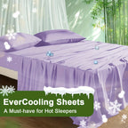 Cooling Bamboo Bed Sheet Set 4-Piece - Soft Lightweight Breathable Deep Pocket 16" Fitted Sheet, Flat Sheet & 2 Pillowcases, Machine Washable Summer Bedding, Twin Full Queen King, 12 Colors