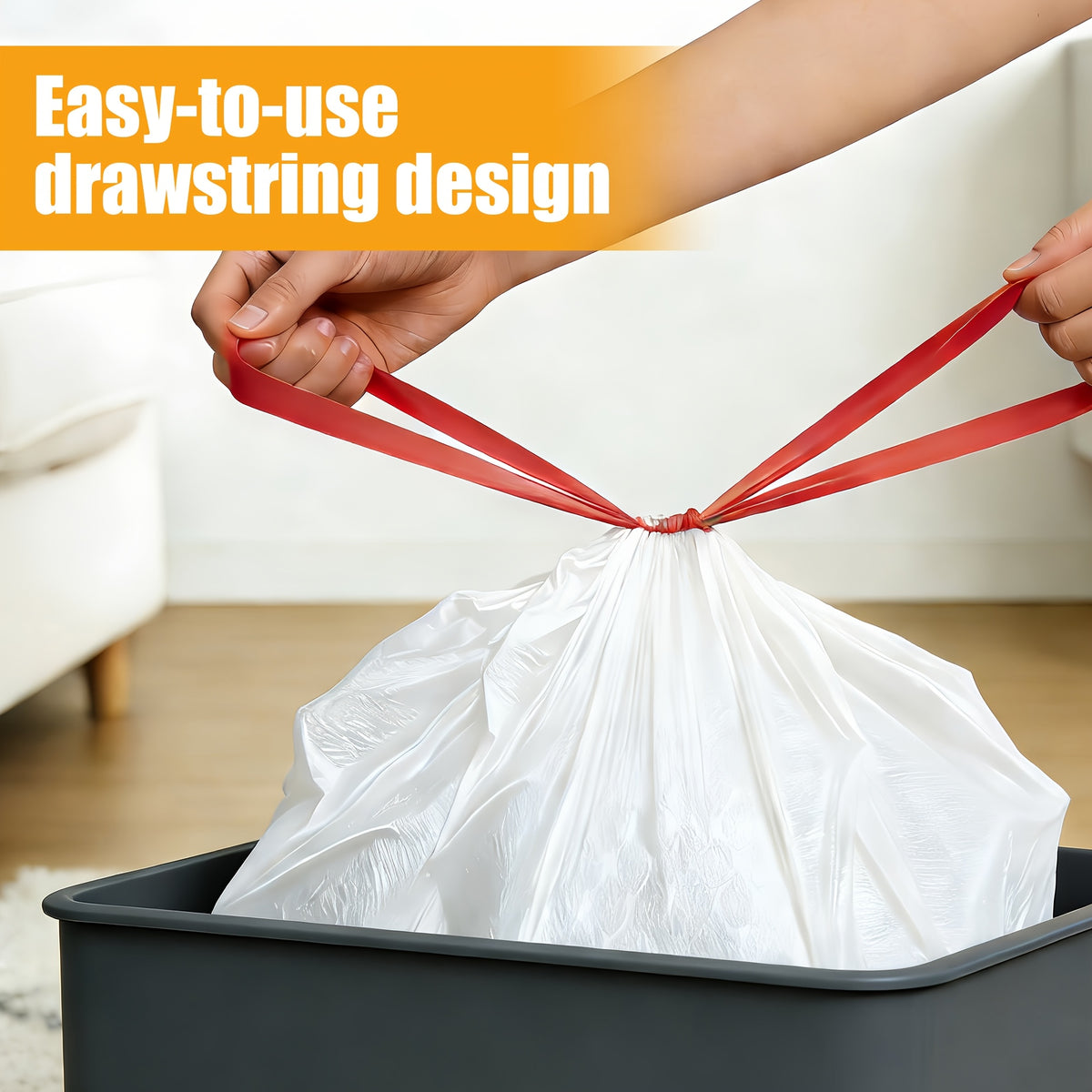 Lavender Scented Trash Bags 13 Gallon 55, 110 or 165 Count – Heavy-Duty Drawstring Garbage Bags, Expandable Leak-Proof Puncture-Resistant, Kitchen & Home Waste Bags White