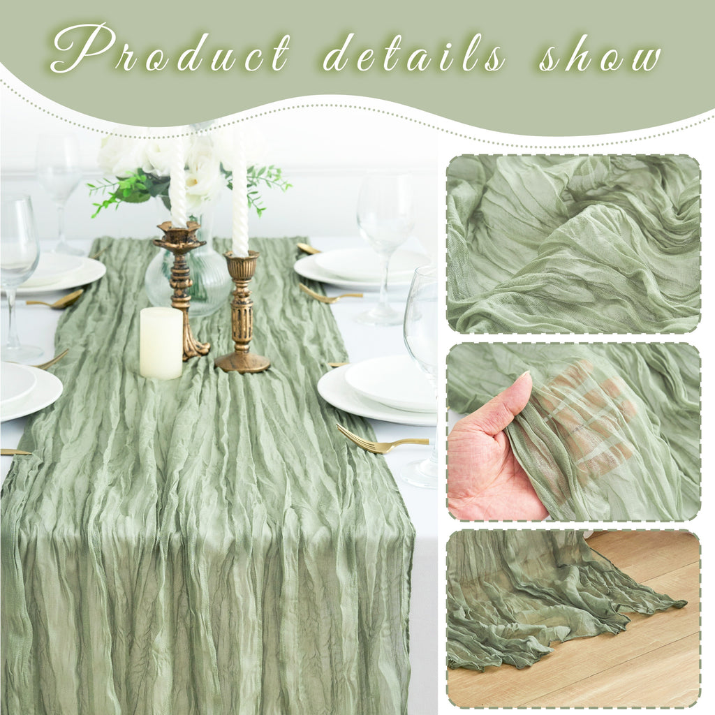10-Pack Cheesecloth Table Runner 10ft Boho Rustic Wedding Reception Bridal Shower Party Home Decor Multi-Color