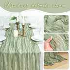 10-Pack Cheesecloth Table Runner 10ft Boho Rustic Wedding Reception Bridal Shower Party Home Decor Multi-Color