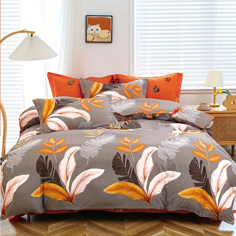 Floral Print Duvet Cover Set 3 Piece – Microfiber Flower & Plant Print Soft Breathable Bedding, 1 Duvet Cover + 2 Pillowcases, No Insert, Twin Full Queen King, Bedroom & Guest Room Decor