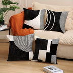 Geometric Pillow Covers 4 Pack 18x18 Black White Mid-Century Modern Abstract Decorative Cushion Covers Zipper Machine Washable for Sofa Bedroom Living Room
