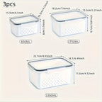 Food Storage Containers Set 6-Piece BPA-Free with Drain Baskets & Lids - Leak-Proof Freezer-Safe Crisper Boxes for Fruits, Vegetables & Meal Prep Leftovers, Reusable Kitchen Organizers