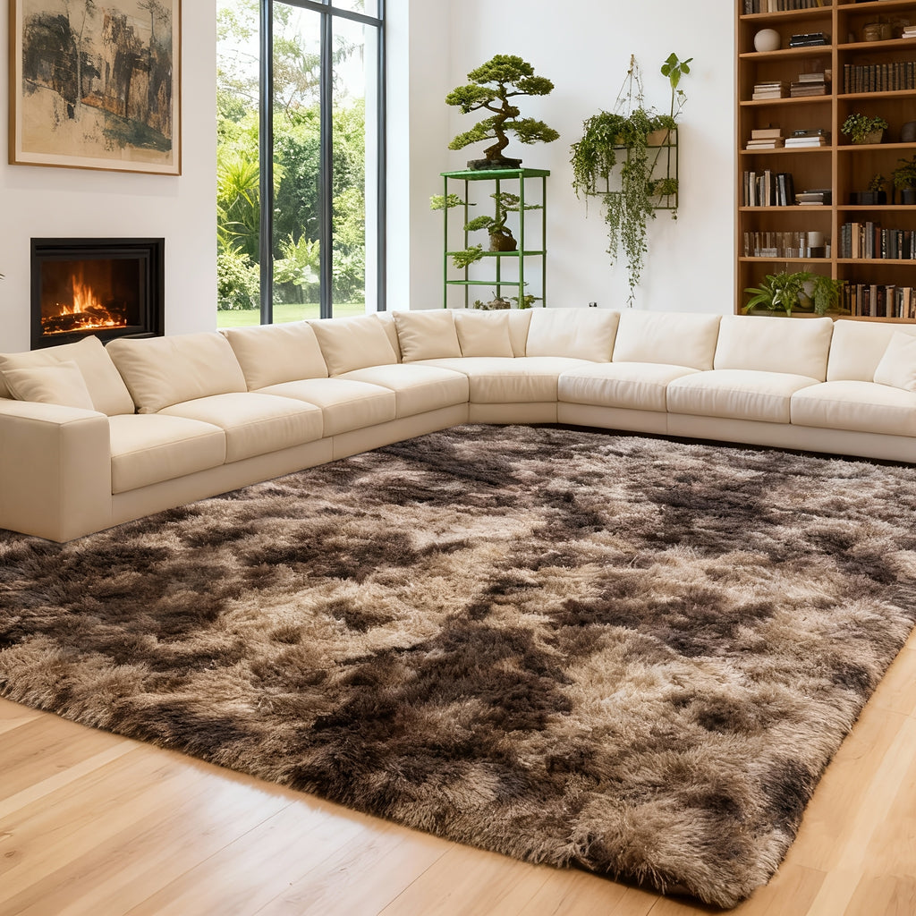 Shaggy Area Rug Extra Large Ultra Soft Fluffy Plush for Living Room & Bedroom – Non-Slip Machine Washable Carpet 9x12 & 10x14ft, Tie-Dye & Solid Colors