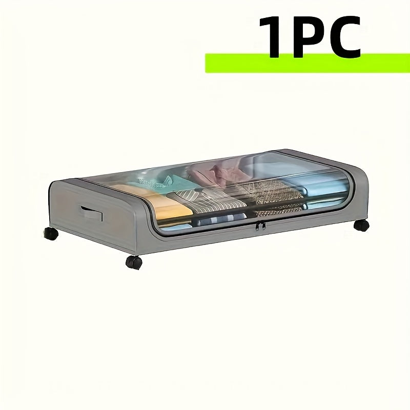 Rolling Under Bed Storage with Wheels - Metal Drawer Organizer for Clothes, Blankets, Shoes & Bedding, 1pc or 2pcs, Gray & Black, Wheeled Storage Box