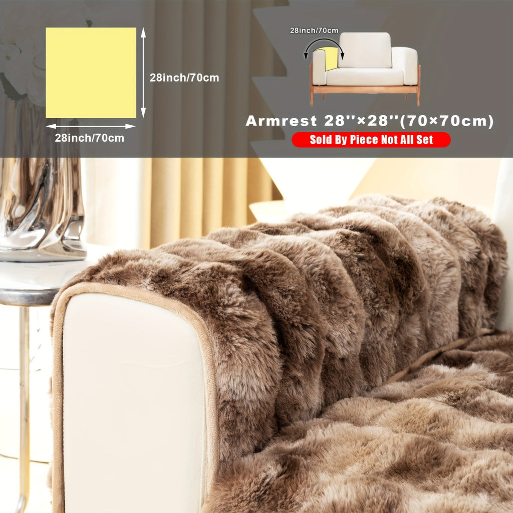 Faux Lamb Fluffy Sofa Cover Modern Gradient – Thick Plush Pet-Friendly Polyester Sofa Protector, Machine Washable 450-500g Fabric for Single, Double, Triple & Combination Sofas
