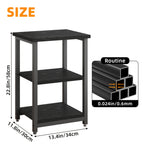 3-Tier Nightstand Side Table – Heavy Duty Steel Frame End Table for Bedroom Living Room Office Bathroom, Classic Black, 13.4"x11.8"x22.8"