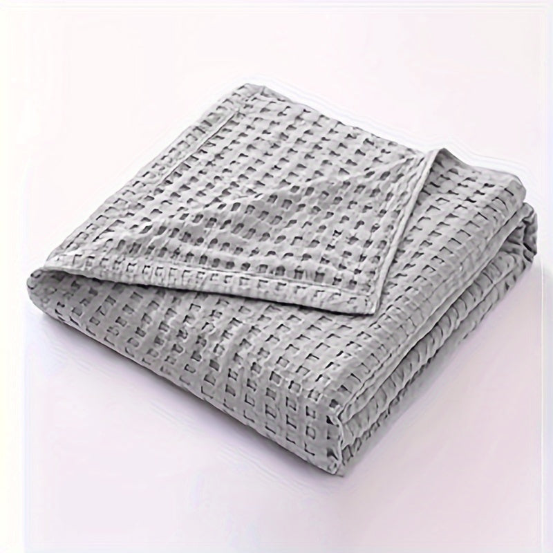 Waffle Cotton Blanket Pure Cotton Multi-Layer Machine Washable Lightweight Throw for Bed Sofa Air Conditioning Summer Cooling Lunch Break Car Use Multiple Sizes and Colors