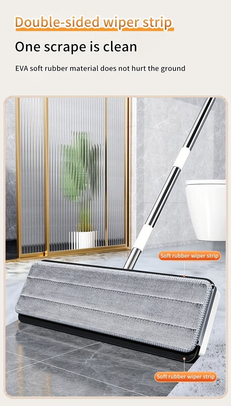 Flat Mop and Bucket Set 360 Degree Rotating Hands-Free Wringing Dual Compartment Clean Dirty Separation Ultra-Fine Fiber Floor Mop for Kitchen Bathroom Hardwood Tile