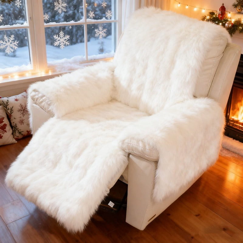 Thick Rabbit Plush Recliner Chair Cover – Soft Non-Slip Shaggy Sofa Slipcover