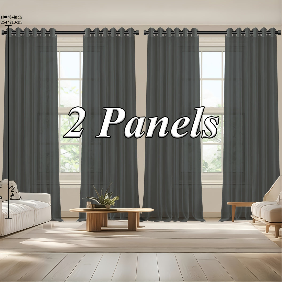Sheer Curtains Semi Transparent Panels with Top Loop Pleated Header for Bedroom Living Room – Set of 2 or 4, 70-80G Lightweight Fabric, Multiple Sizes & Colors