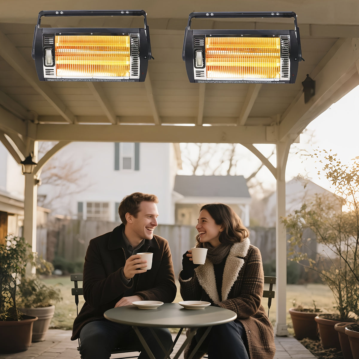 Ceiling Mounted Electric Heater 1500W – Garage, Shop & Patio Infrared Quartz Heater | 120V, 90° Adjustable Tilt, Dual Heating Elements, Overheat Protection | 1 or 2 Pack