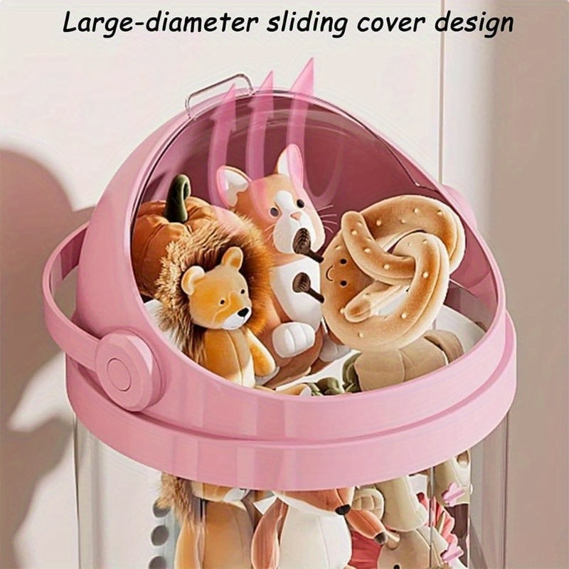 Stuffed Animal Storage Tube 4-Layer Transparent with Handle, 63.8" Vertical Display Tower for Plush Toys, Dolls & Collectibles – Dustproof Sealed Organizer for Bedroom, Living Room & Dollhouse Decor