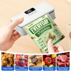 Mini Bag Sealer USB Rechargeable with Built-In Cutter, 6-Level Heat Portable Food Sealer for Chips, Snacks, Fruits & Veggies — Compact Kitchen & Picnic Gadget, White & Blue