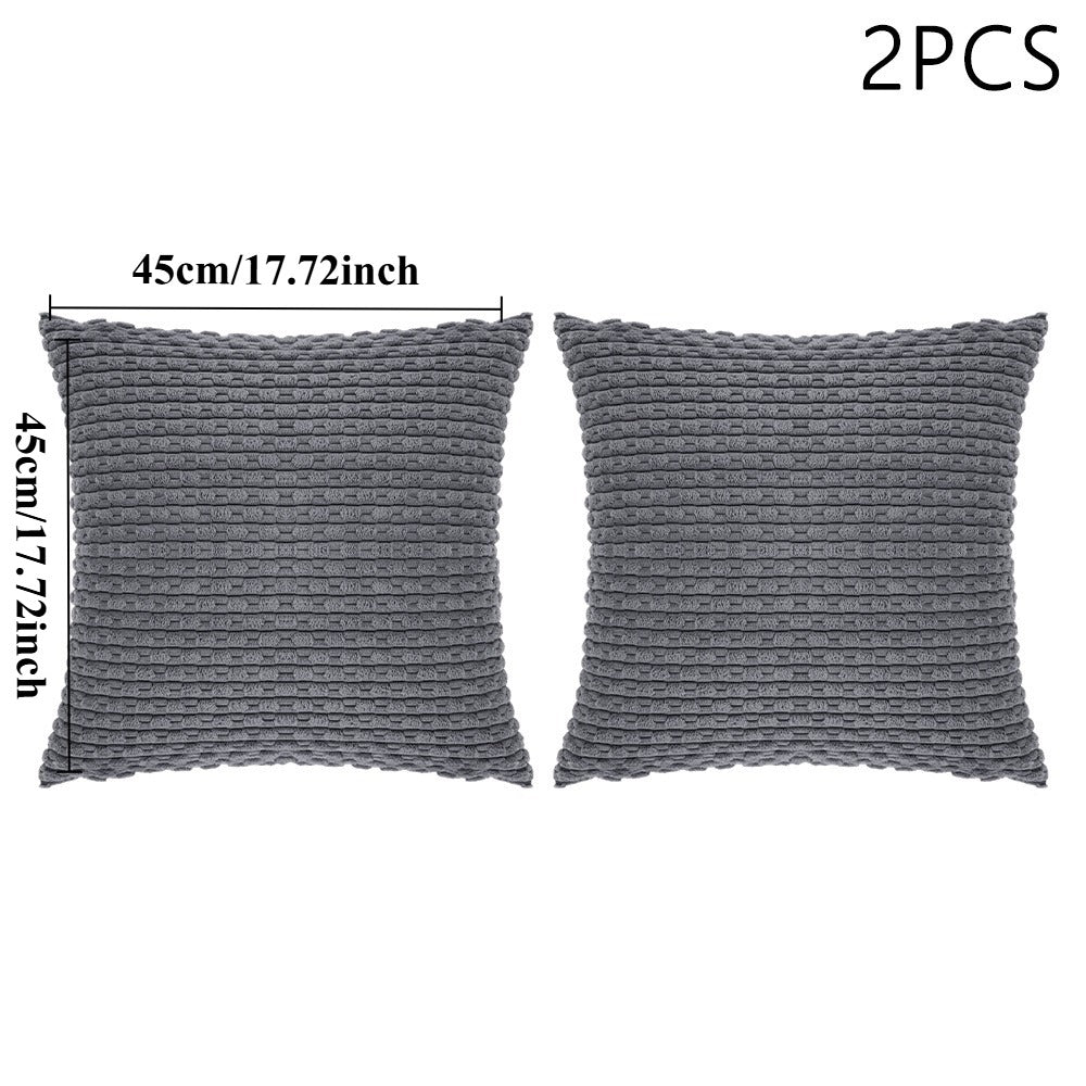 Corduroy Throw Pillow Set of 2 with Inserts 18x18 Ultra-Soft Double-Sided Cushions Washable Cover for Couch Bed Sofa Living Room Home Decor 7 Colors