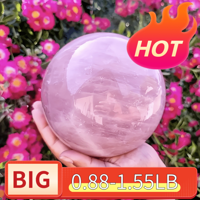 Rose Quartz Crystal Ball – Natural Pink Quartz Sphere Polished for Tabletop Display, Collector Mineral Specimen, Healing Crystal Home Decor Gift for Valentine's Day, Christmas & Easter