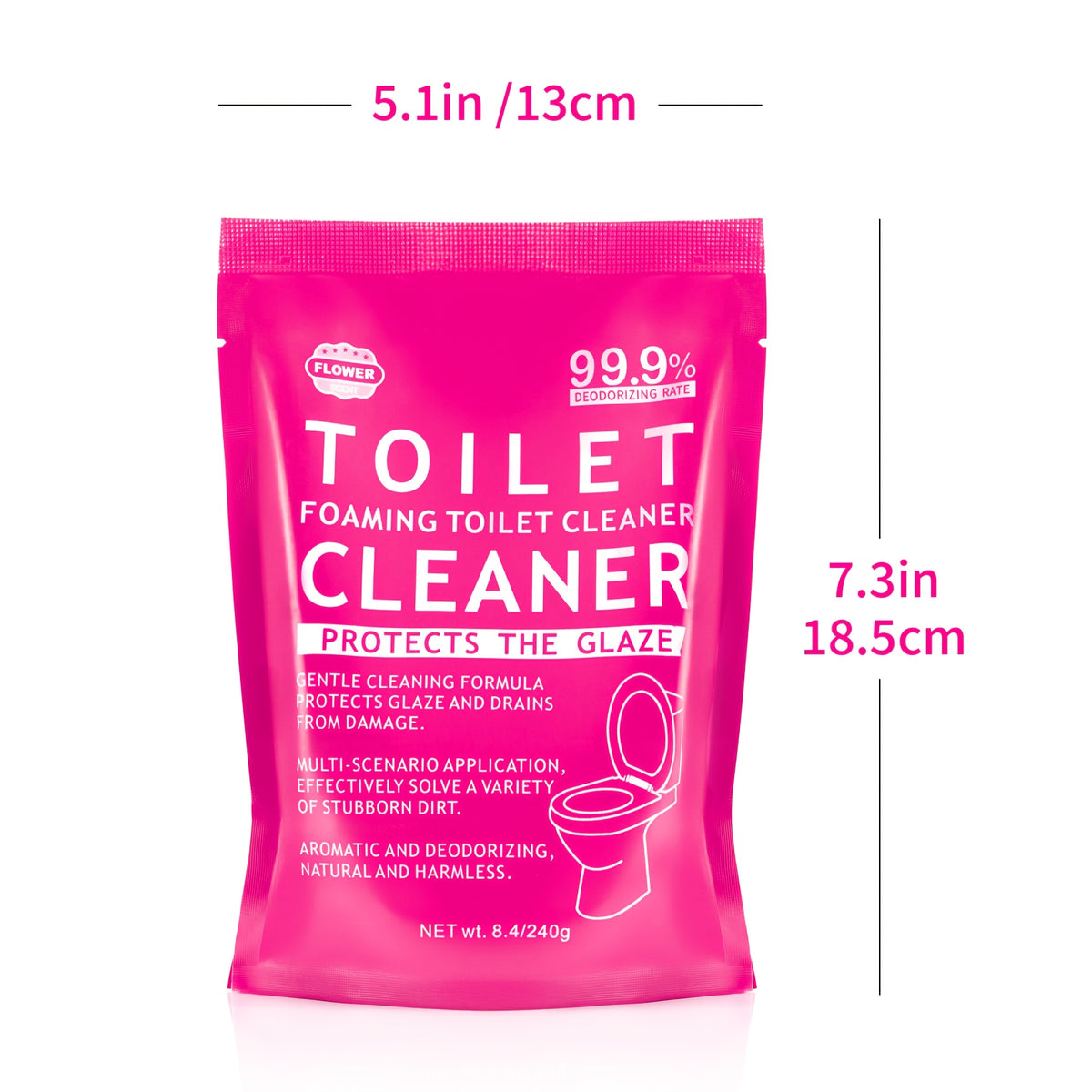 Foam Toilet Powder Cleaner 5 Pack – Fast-Acting Stain Remover, Drain Unclogger & Deodorizer for Toilets, Ocean & Floral Scent, No Harsh Chemicals, Travel & Home Use