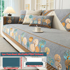 Bohemian Embroidered Sofa Cushion Cover Geometric Tree Leaf Design Pet Friendly Elegant Blue Gold for Living Room Bedroom Office All Sofa Sizes