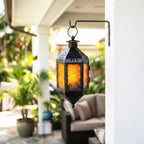 Moroccan Hanging Candle Lantern with Chain – Vintage Boho Style Iron & Glass Tealight Holder for Home, Patio, Garden, Wedding & Ramadan Decor (23.5" Overall)