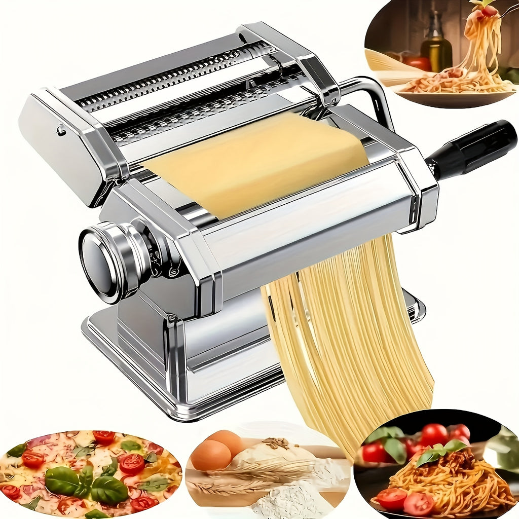 2-in-1 Pasta Maker Machine with Roller & Cutter - 8 Adjustable Thickness Settings, Makes Spaghetti, Fettuccine, Lasagna & Dumpling Wrappers