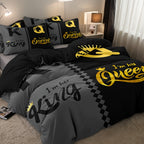 Valentine's Day Duvet Cover Set 3pcs – Crown Queen & King Print Soft Breathable Polyester Bedding, Machine Washable, Includes Duvet Cover & 2 Pillow Covers, Romantic Gift for Couples