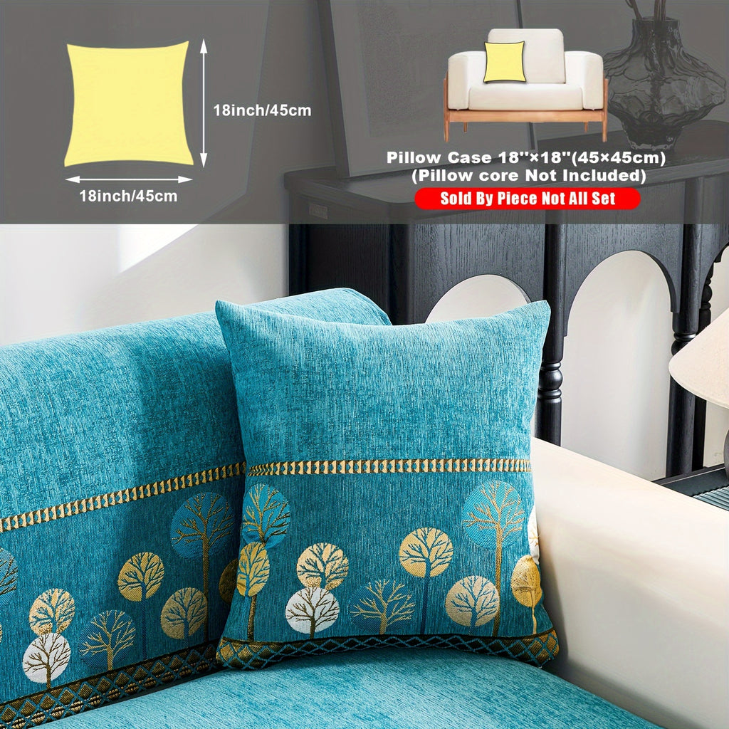 Bohemian Chenille Sofa Cover Tree Embroidery Print Thick Non-Slip Pet Friendly One-Piece Couch Protector Armchair Loveseat 3 4 Seater