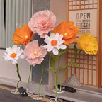 Super Large Poppy Artificial Paper Flowers 1pc – Oversized Handcrafted Paper Art Flower for Wedding Scene, Shop Window & Home Decor, Fake Floral Centerpiece Decoration
