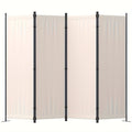 Room Divider 4 Panel Folding Privacy Screen – 67.5" Tall Cream Steel Frame Freestanding Partition for Bedroom Office Living Room