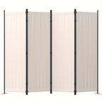 Room Divider 4 Panel Folding Privacy Screen – 67.5" Tall Cream Steel Frame Freestanding Partition for Bedroom Office Living Room