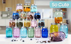 Colored Mason Jars 8oz with Metal Lids 12 Pack Regular Mouth Canning Jars for Jam Honey Pickling Food Storage - DIY Spice Jars for Wedding Favors Baby Shower Gifts Jelly
