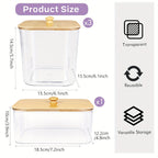 Laundry Storage Containers 4 Pack with Wooden Lids & Labels – Large Clear Rectangular Organizer Bins for Detergent Pods, Scent Boosters & Laundry Powder, Durable Plastic Laundry Room Organization