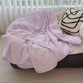 Cooling Throw Blanket & Shawl, 100% Polyester Breathable Lightweight Summer Blanket with Soundwave Embossed Striped Design & Ball Accents, Machine Washable Wrinkle-Resistant, 3 Sizes in Purple Pink White Blue Gray Green