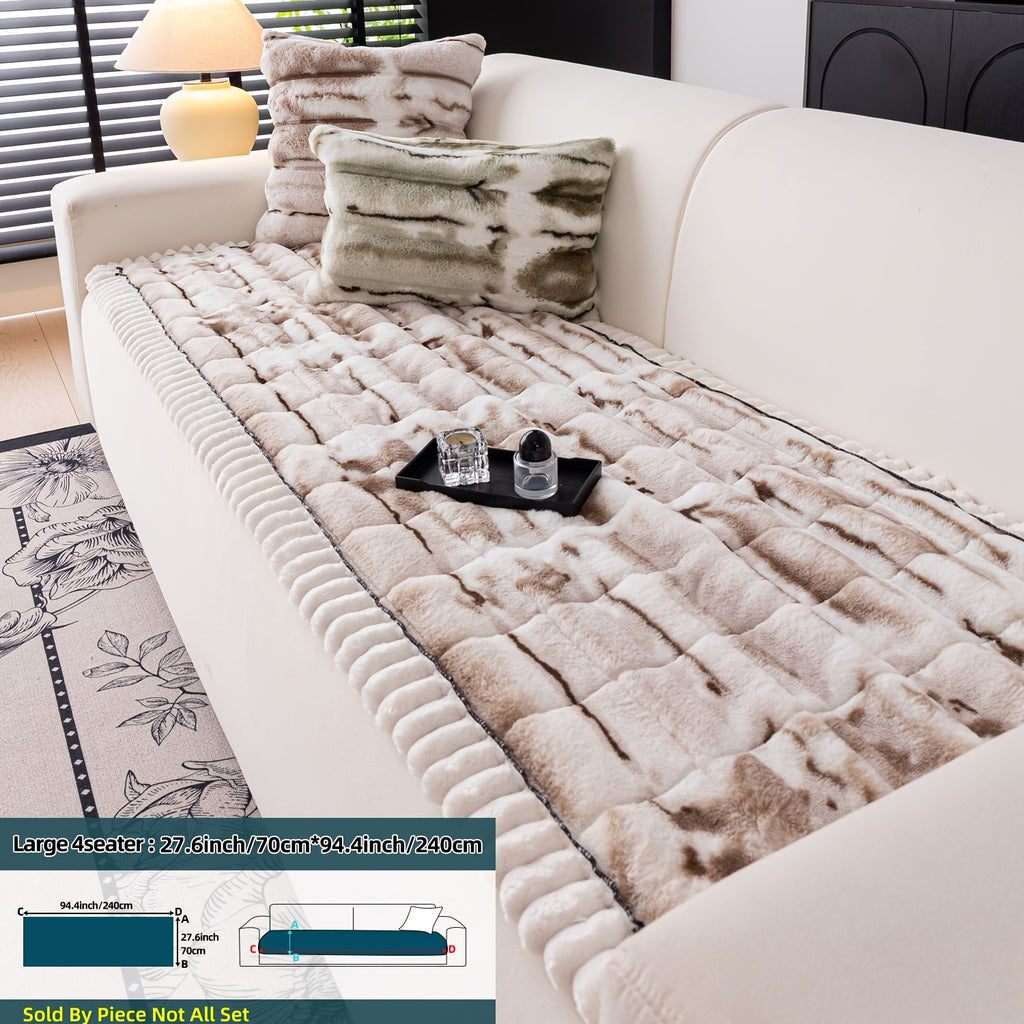 Plush Sofa Cover Super Soft Thickened Warm Anti-Slip Couch Cushion Mat – Furry Velvet Sofa Protector for Living Room Bedroom, Easy Care Durable Home Decor Furniture Cover
