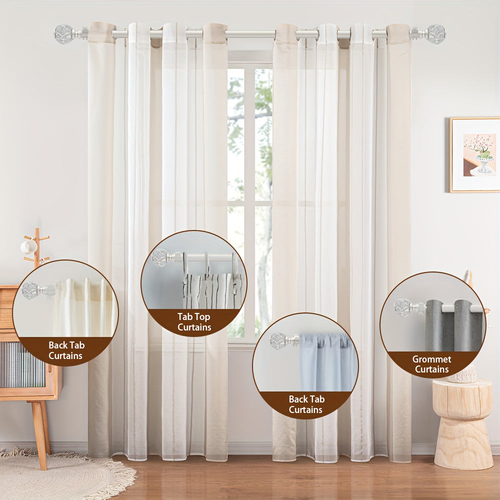 Adjustable Curtain Rod Crystal & Gold Single Decorative Rod for Windows 28 to 122 Inch – Spliced Extension Design, 8 Size Options