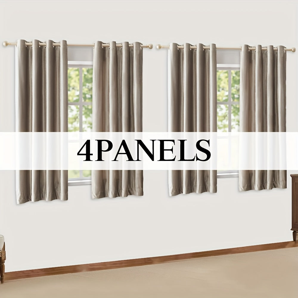 Velvet Grommet Curtains 4 Panels – Room Darkening Thermal Flannel Drapes for Living Room & Bedroom, Luxury Soft Window Panels, 52"W Multiple Lengths, Golden Hot Pink Champagne Taupe