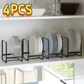 Stainless Steel Dish Rack Plate Organizer Set of 4 | Cabinet Countertop Dish Drainer Space Saving Kitchen Storage for Plates Bowls