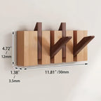Wall-Mounted Coat Rack Natural Wood – Accordion Hook Rack for Entryway, 4/6/8/10 Hooks, Walnut & Beech Finish, Space-Saving Coat Hanger for Bedroom, Bathroom, Hallway