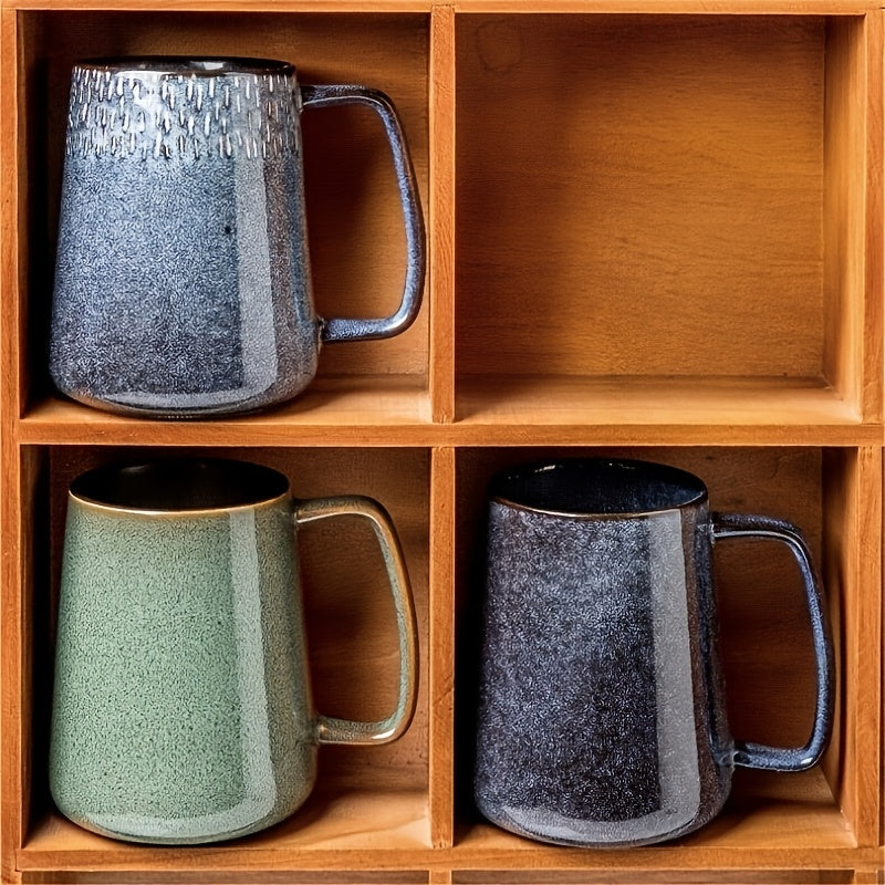 Large Ceramic Coffee Mug 24oz Vintage Style Dishwasher & Microwave Safe - Big Latte Cup for Men & Women, Office & Home, Hot Coffee Tea Soup Milk, Green & Blue Colors