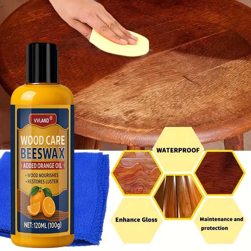 Wood Beeswax Polish Scratch Remover 2 Pack Nourishes Restores Wood Surfaces Floors Furniture Cabinets Cutting Boards Wood Care Wax with Towel