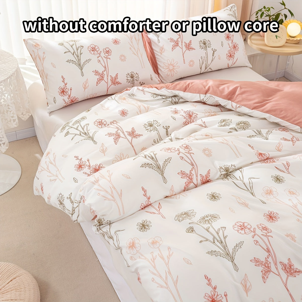 Duvet Cover Set Multicolor Floral Print Queen King Twin Full - 3-Piece Soft Breathable Bedding with Pillowcases, Boho Bedroom Decor All-Season