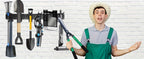Wall Mount Garage Tool Organizer 48", Heavy Duty Steel Storage Rack with Swivel Lock Hooks, 420lbs Capacity, Holds Brooms, Shovels, Hoses & Garden Tools, Adjustable Pegboard Wall System for Garage & Shed
