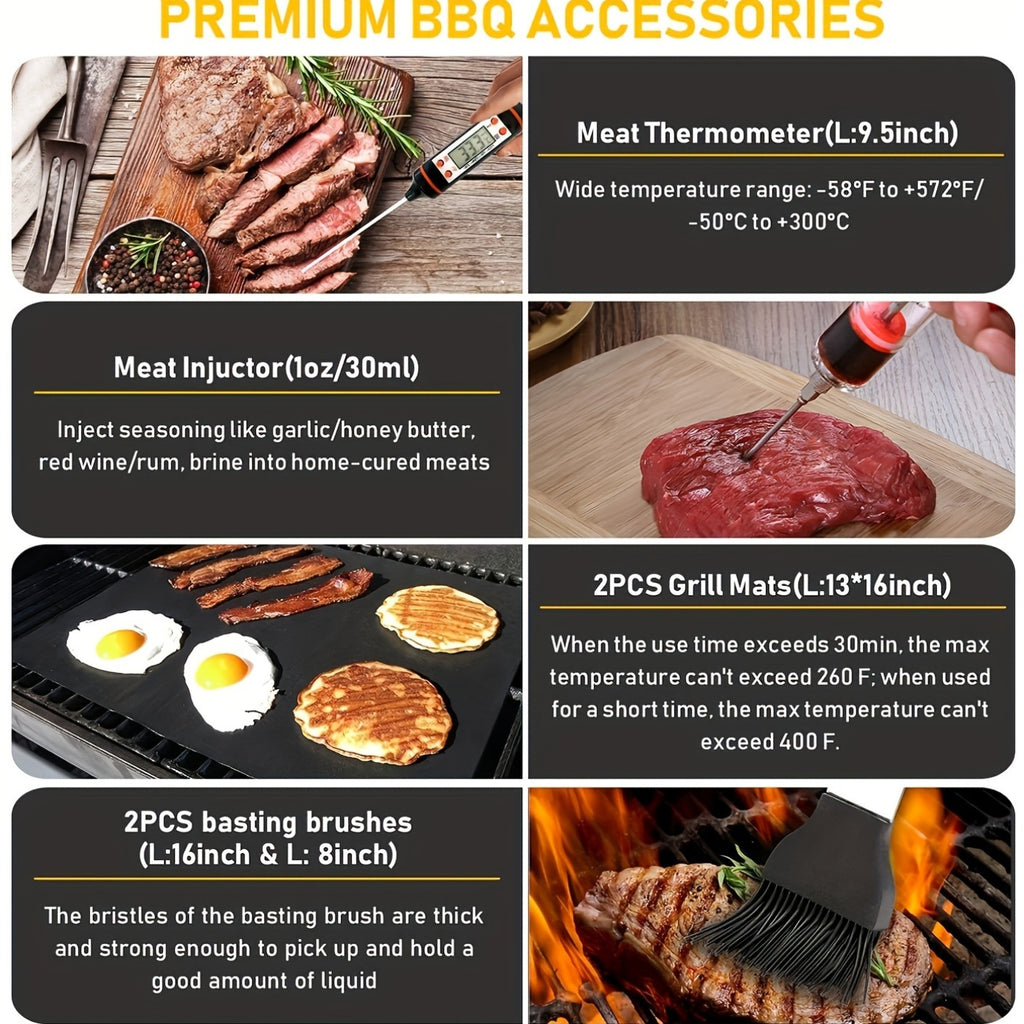 Stainless Steel Griddle Tool Set 34-Piece – 304 Food-Grade BBQ & Teppanyaki Tools for Camping, Family Cookouts & Outdoor Cooking