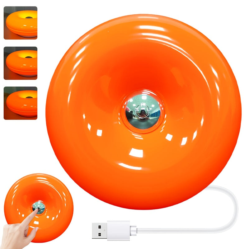 Touch-Control Dimmable Donut Table Lamp – 3-Tone USB Rechargeable, Wall-Mountable Night Light for Bedroom & Desk