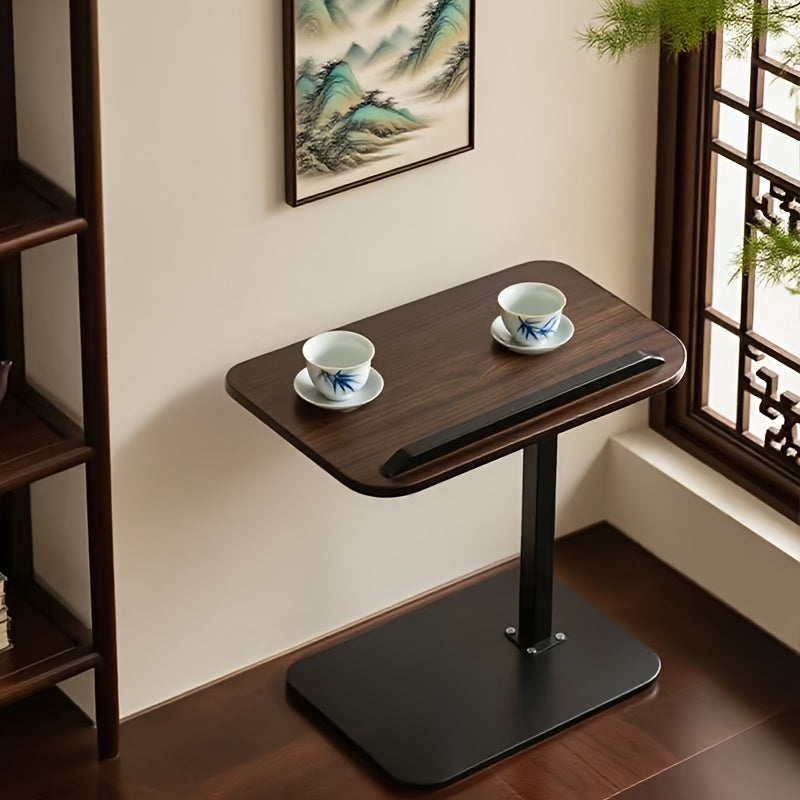 C-Shaped Sofa Side Table with 360° Rotating Top & Adjustable Height – Slide-Under End Table for Living Room Bedroom Small Spaces, Couch Snack Laptop Tray, Black