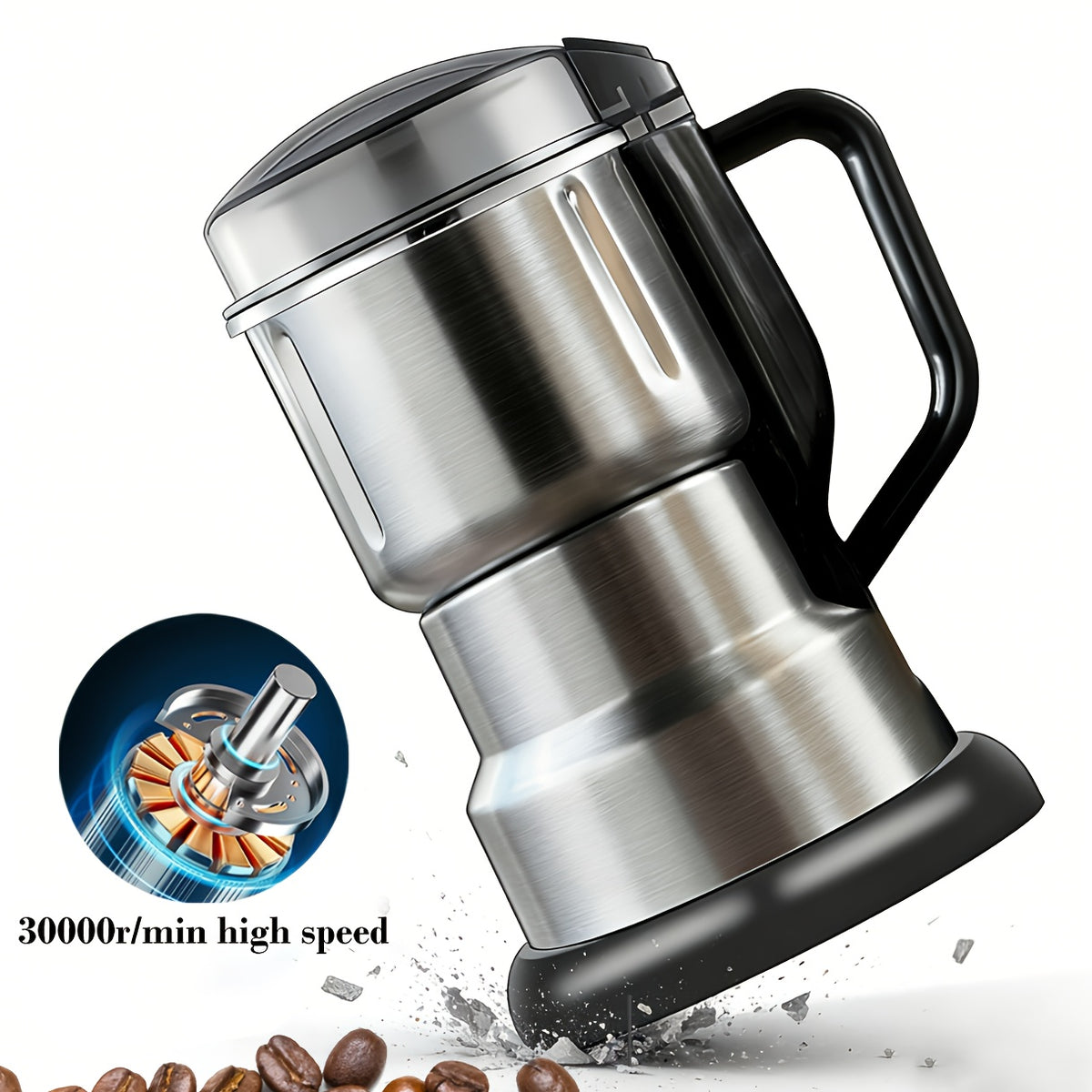 300W Electric Coffee Grinder & Spice Mill – Stainless Steel Blade, Food-Safe, One-Touch Grinding for Espresso, Beans, Grains | Nuvia Haven