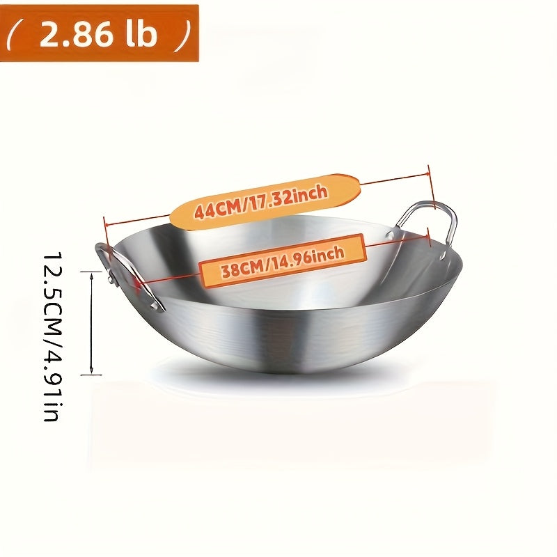 Heavy-Duty Stainless Steel Wok – Non-Stick Stir-Fry Pan with Ergonomic Handle | Gas, Induction & Electric Compatible | Multiple Sizes | Easy to Clean