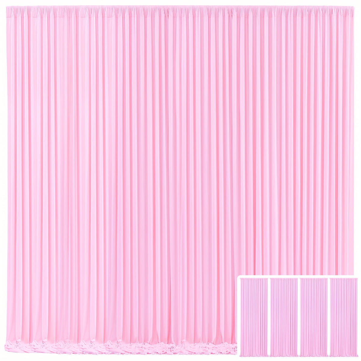 Photo Backdrop 4-Pack Taffeta Draping Background Cloth 5×10 Ft – Opaque Reusable Rod Pocket Panel for Weddings, Birthdays, Baby Showers & Photo Studios | 16 Colors