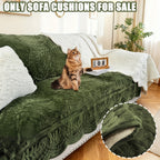 Plush Sofa Cover Faux Rabbit Fur Non-Slip, Thickened Quilted Sofa Cushion Cover Machine Washable, Warm Breathable Pet-Friendly Couch Pad for Living Room, Bedroom & Office