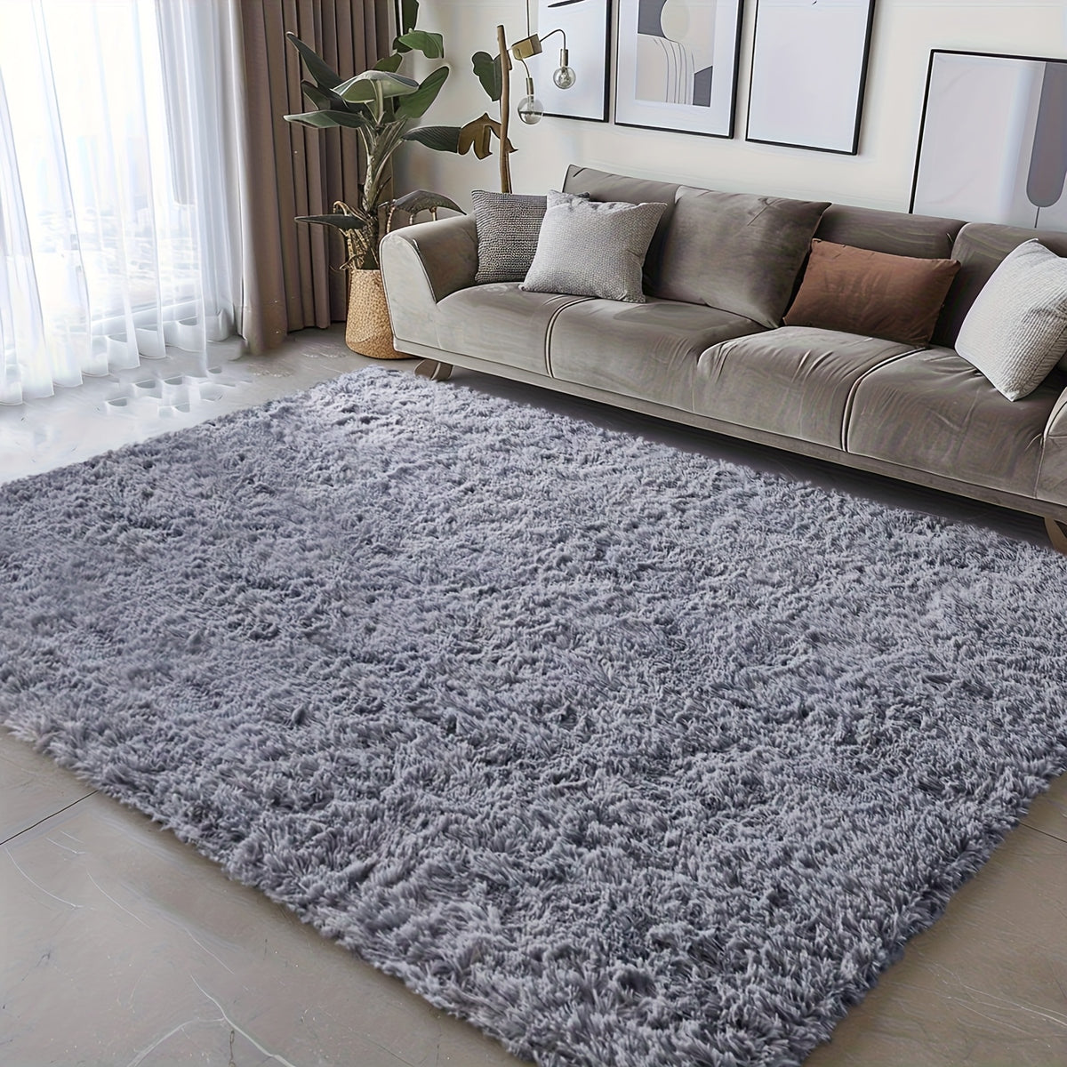 Velvet Shag Area Rug with Non-Slip Backing – Super Soft Plush Indoor Carpet for Living Room, Bedroom & Kitchen, Tie-Dye & Solid Colors, 5 Sizes